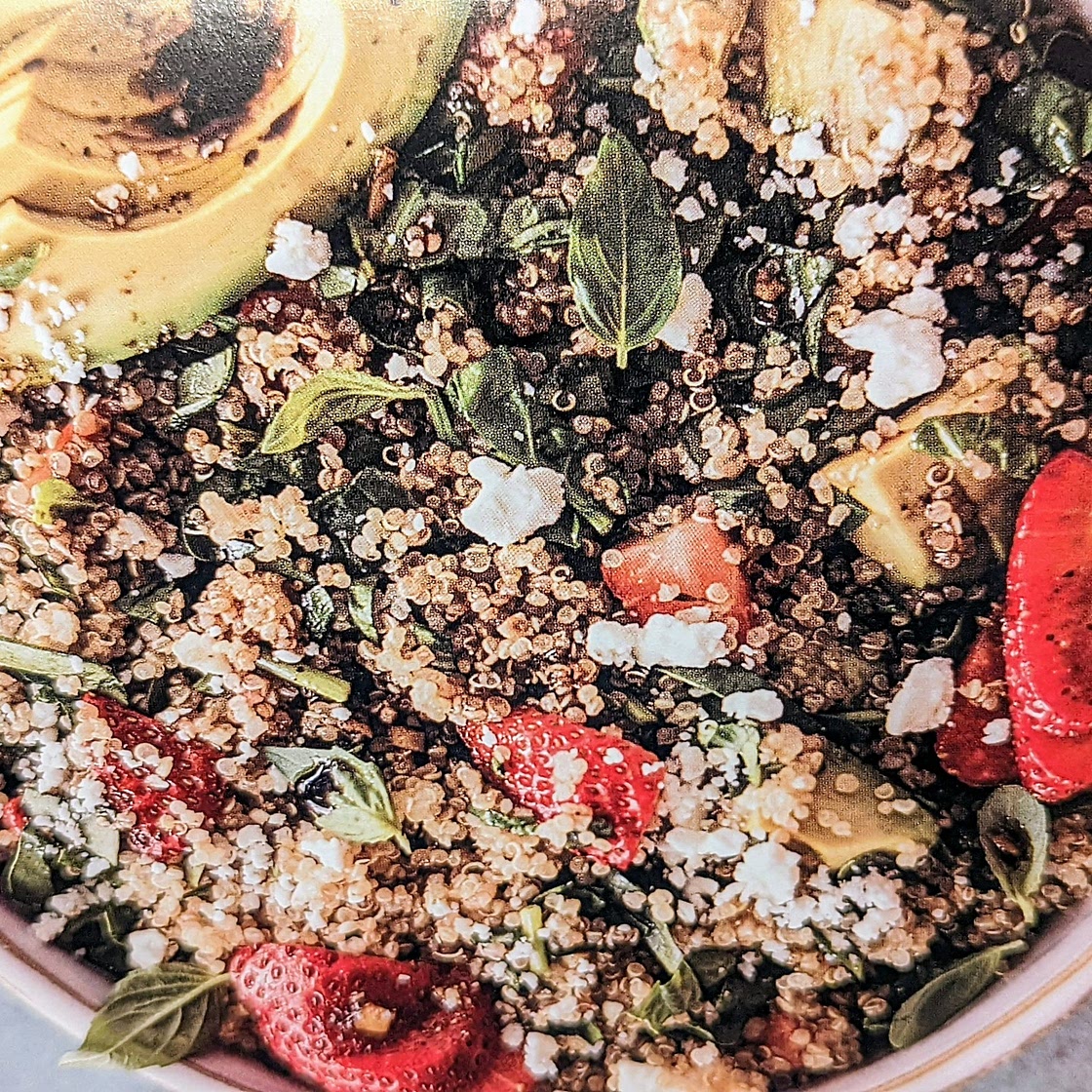 Strawberry, Avocados, Spinach and Basil Quinoa Salad