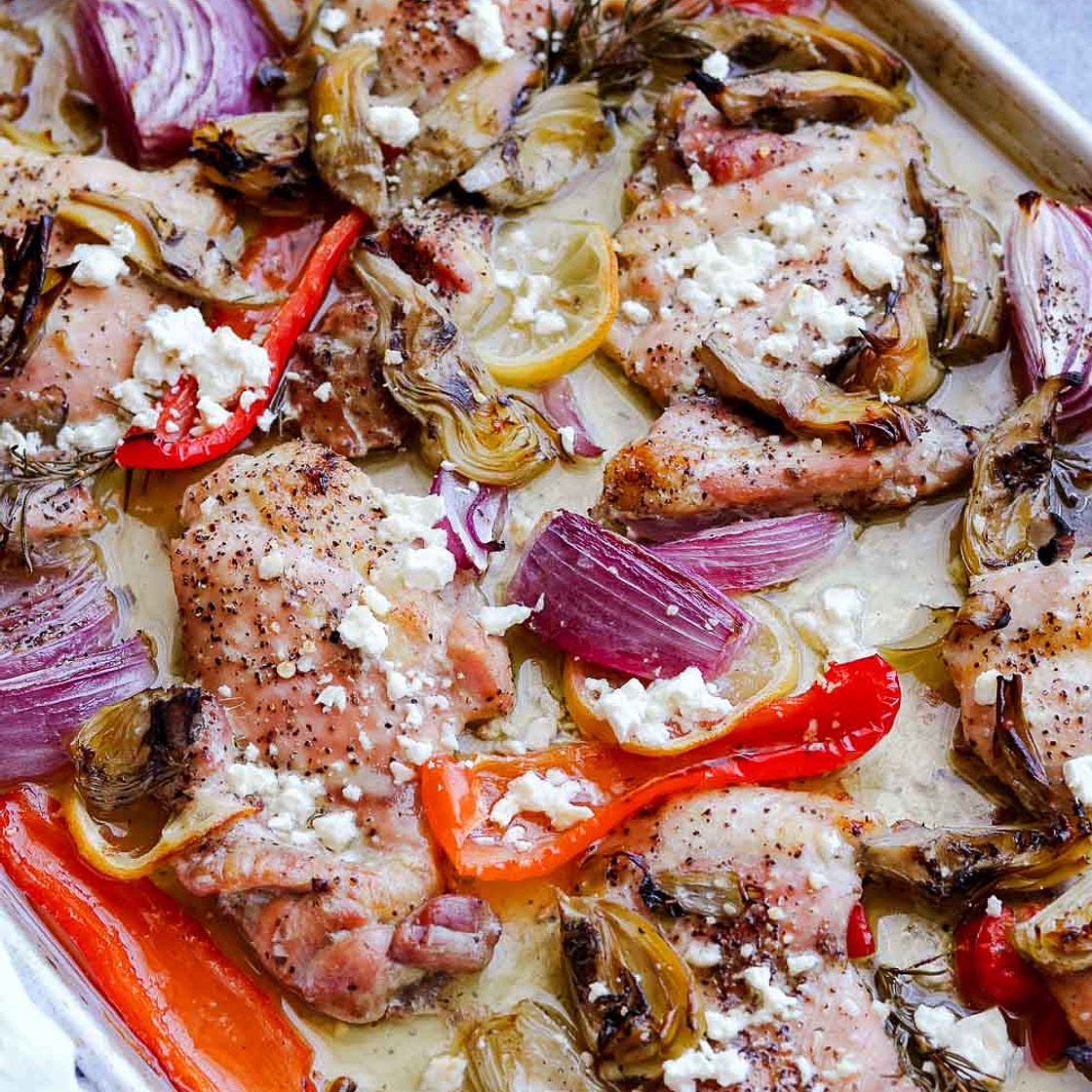 One Pan Artichoke Chicken Bake