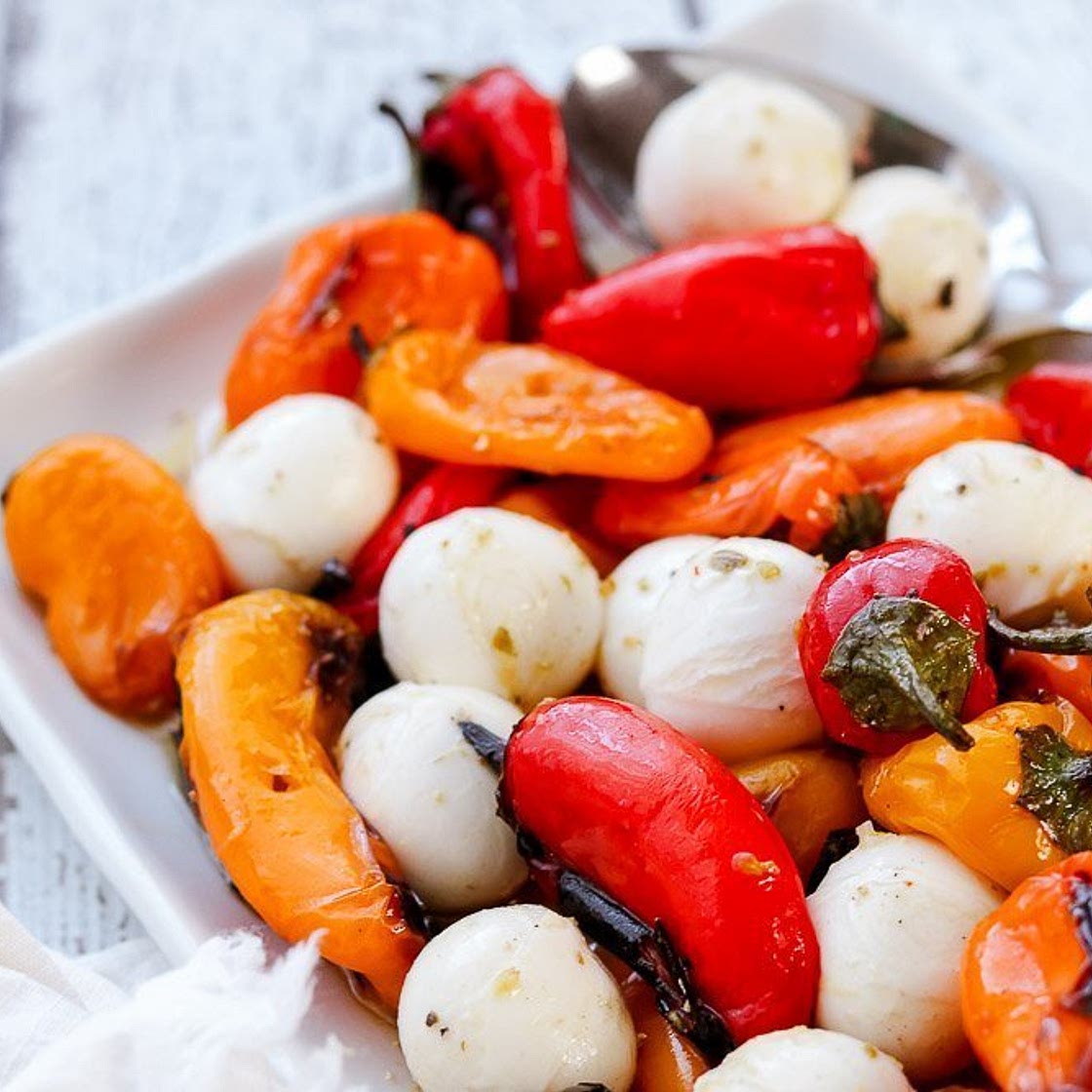 Grilled Baby Peppers and Mozzarella