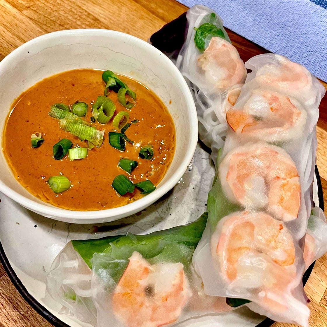 Shrimp Spring Rolls with Peanut Dipping Sauce