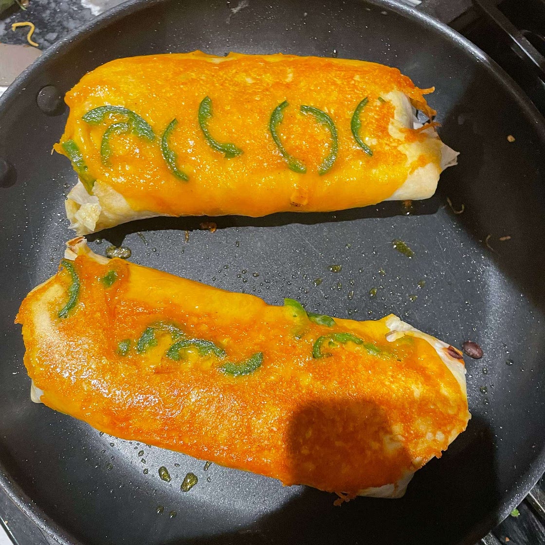 Crispy Cheese Poblano Avocado Burrito