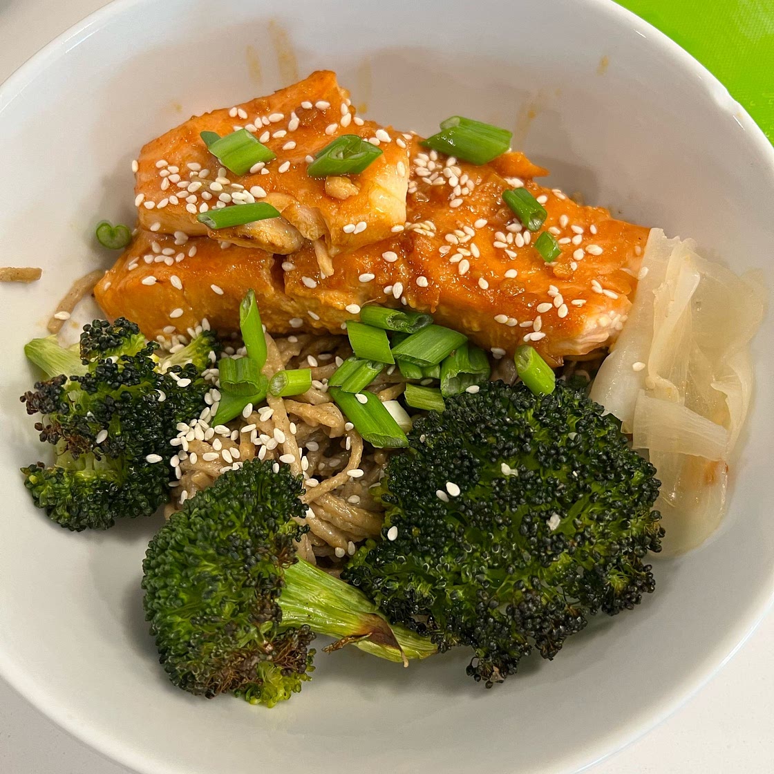 Honey Garlic Salmon Soba Noodle Bowls