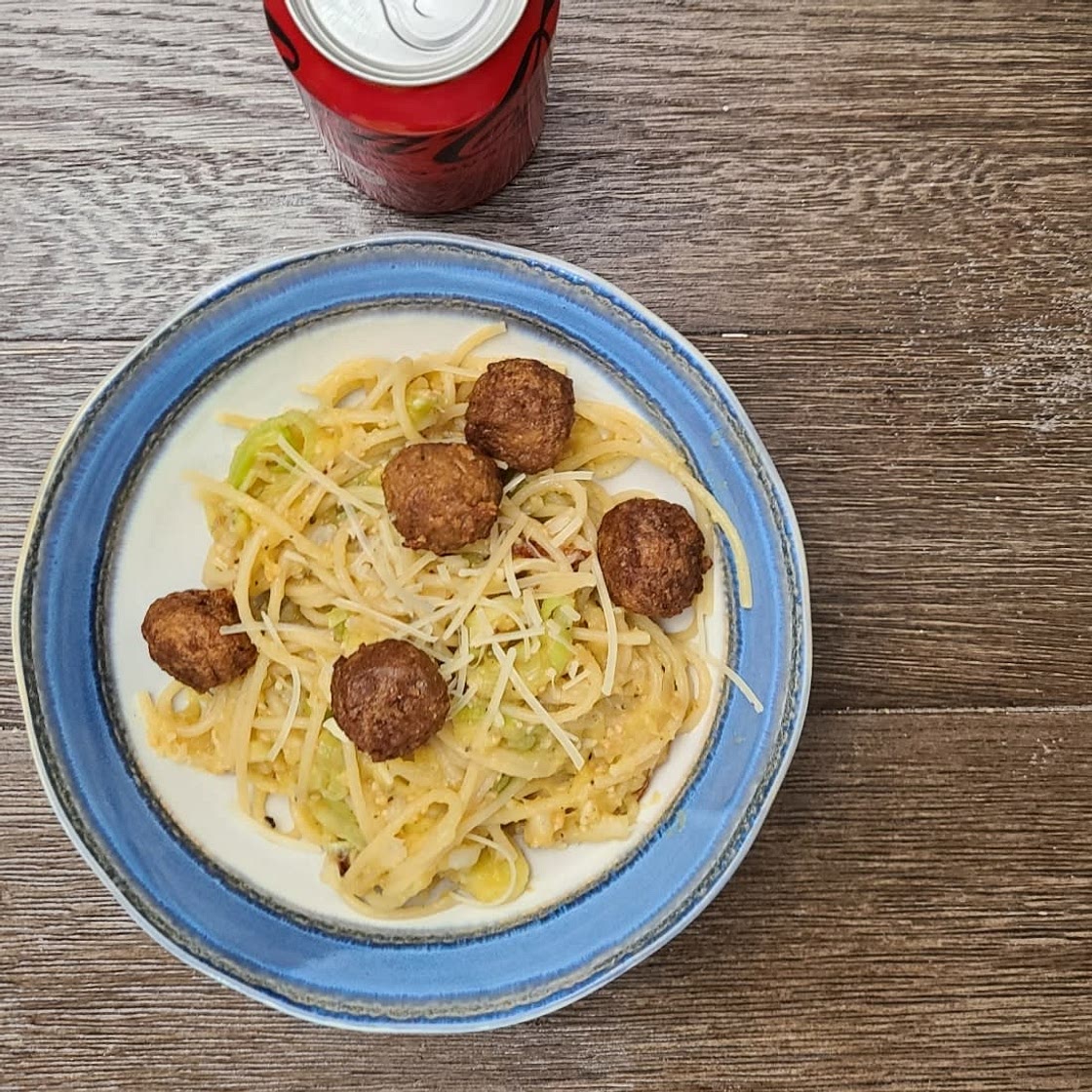 Spaghetti with Butternut Leek Parmesan Sauce