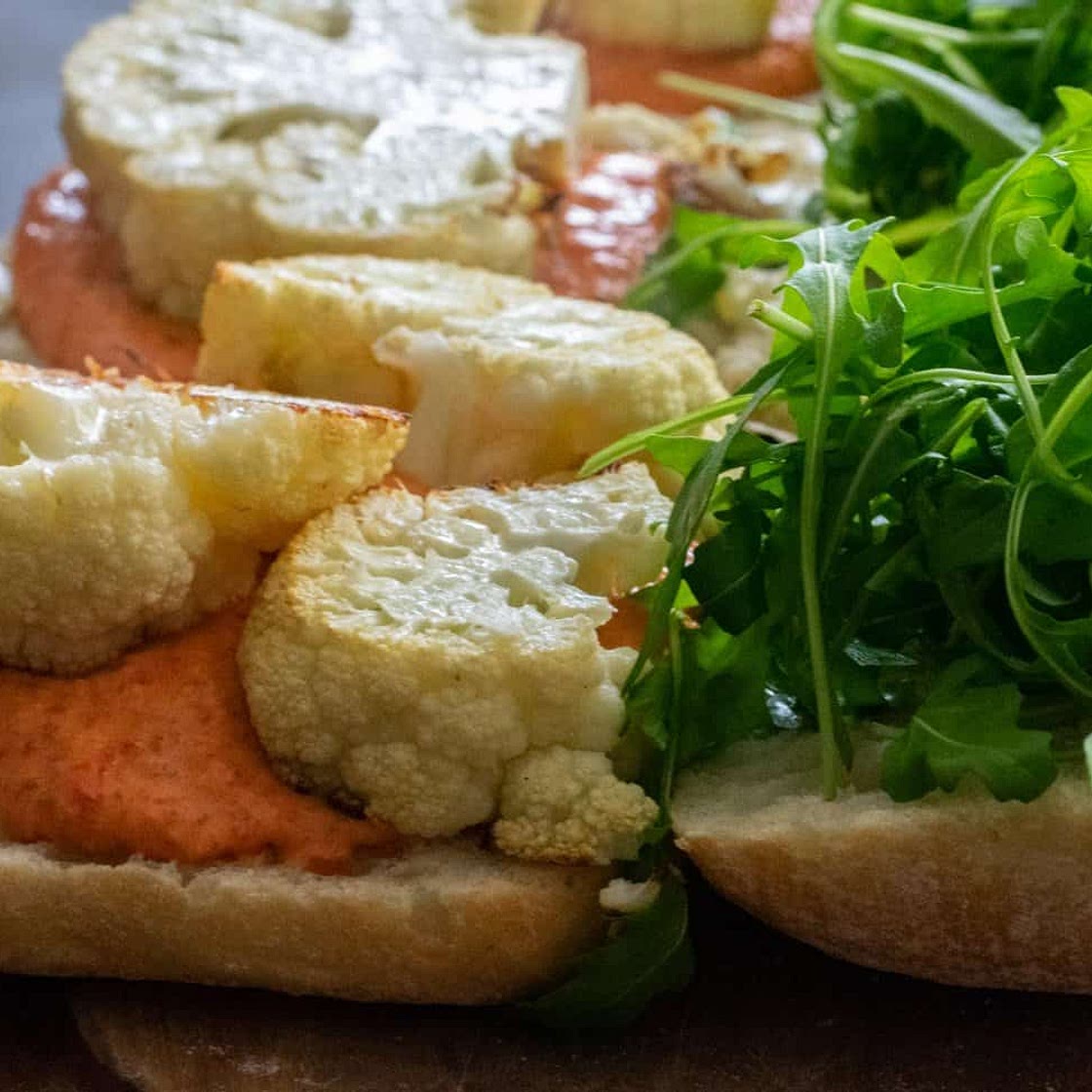 Cauliflower and romesco sauce ciabatta