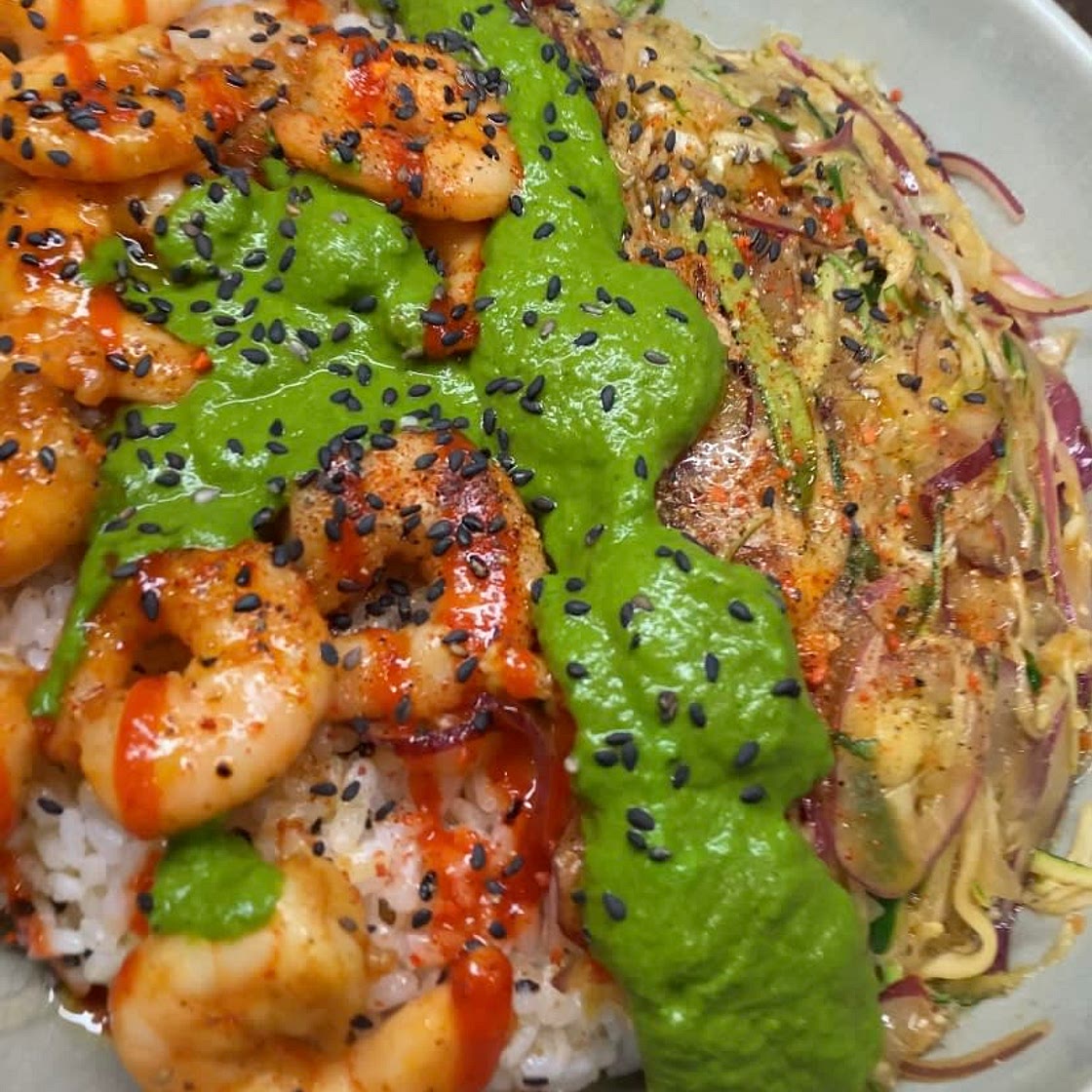 Shrimp and Courgette Rice Bowl