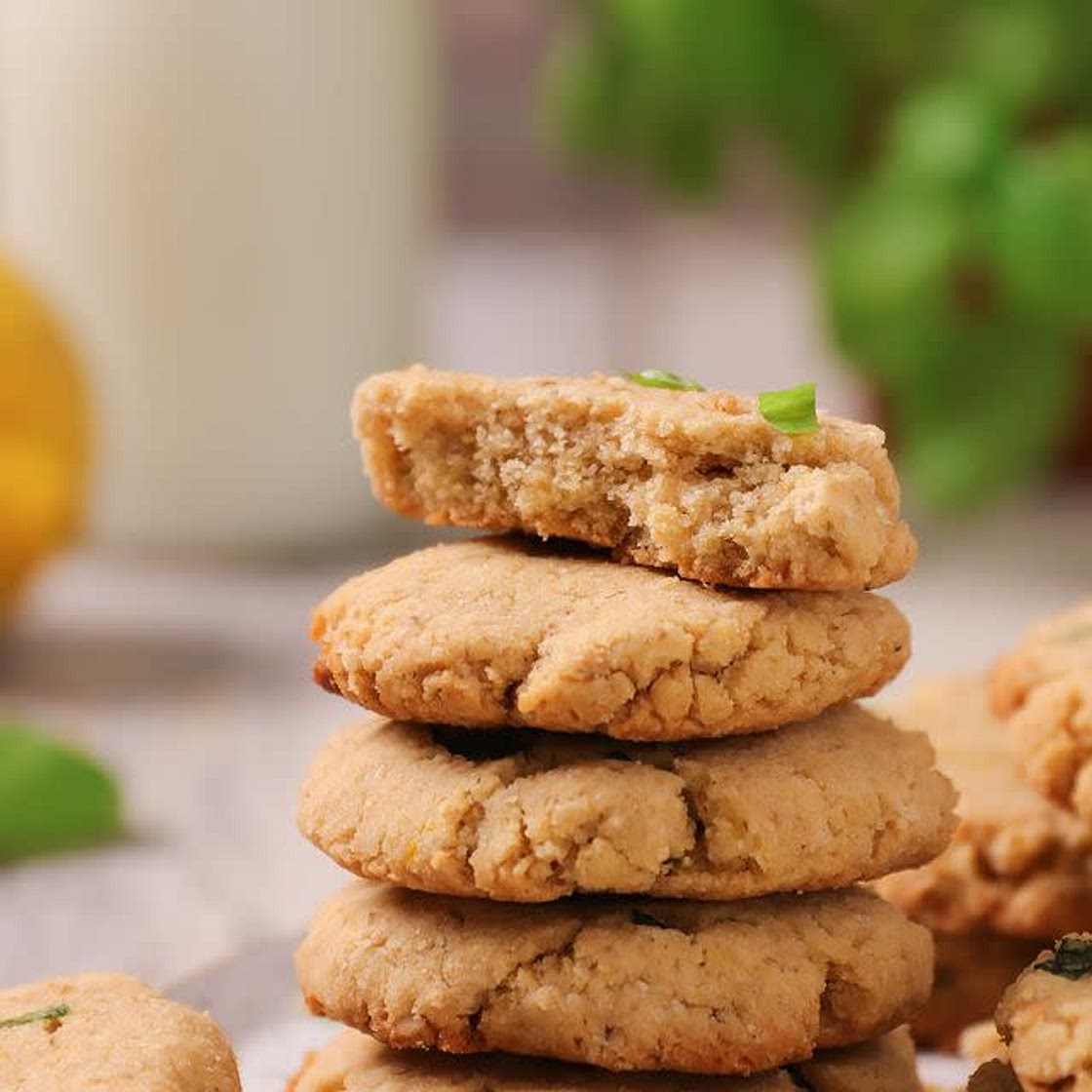 Galletas de avena, coco, limón y albahaca