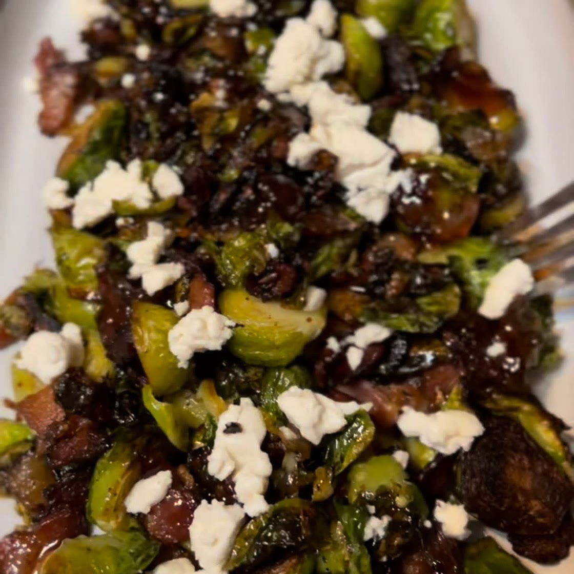 Crispy Brussels with pepper jelly and goat cheese
