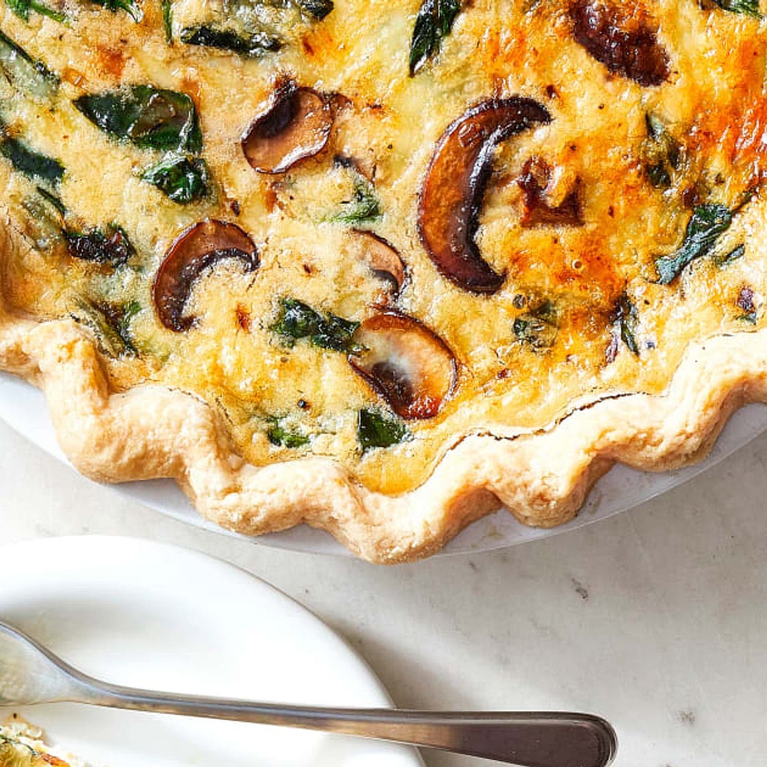 Joanna Gaines Mushroom, Spinach & Swiss Cheese Quiche