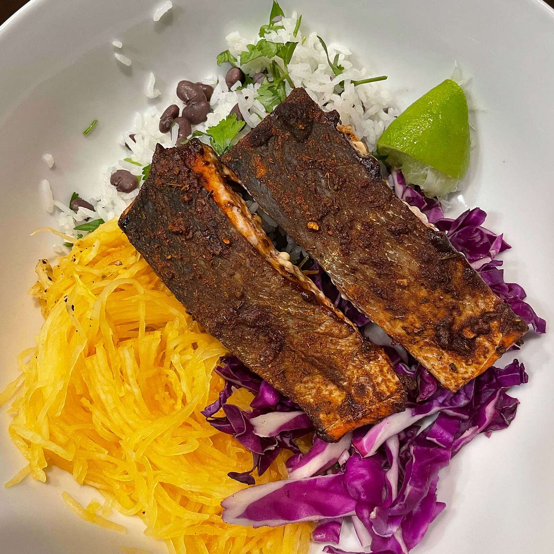 Jerk-Spiced Salmon & Quinoa Bowl with Mango Vinaigrette
