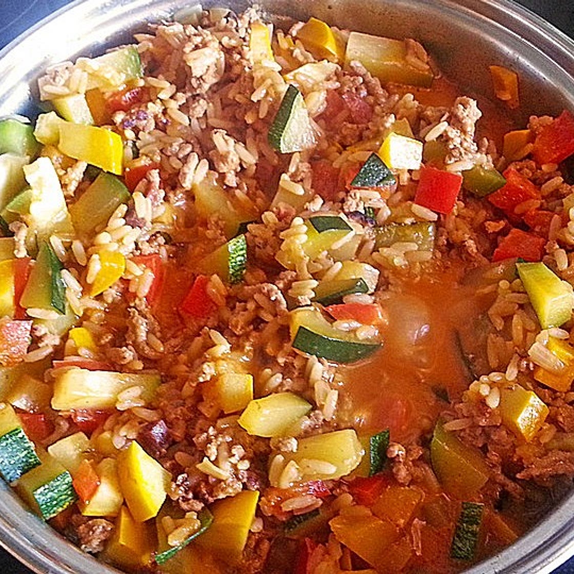 Zucchini - Reis - Hackfleisch - Pfanne