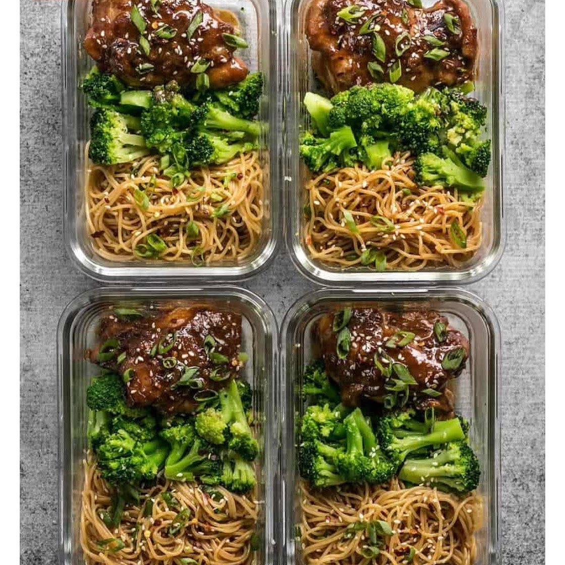 Sticky Ginger Soy Glazed Chicken over Garlic Soy Noodles
