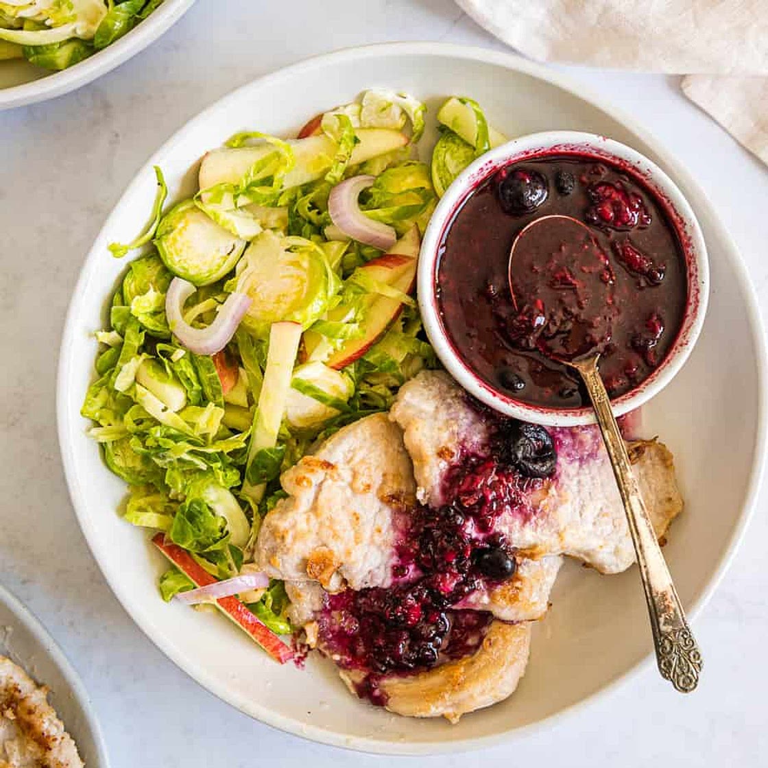 Pork Schnitzel with Brussels Slaw (Paleo, Whole30, AIP)