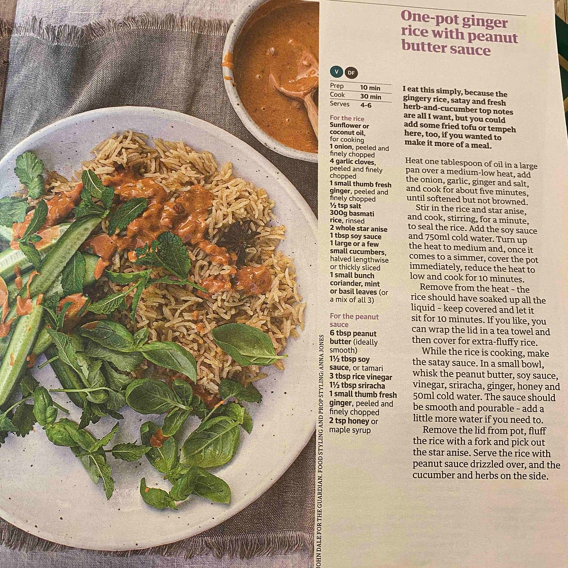 One-pot ginger rice with peanut butter sauce
