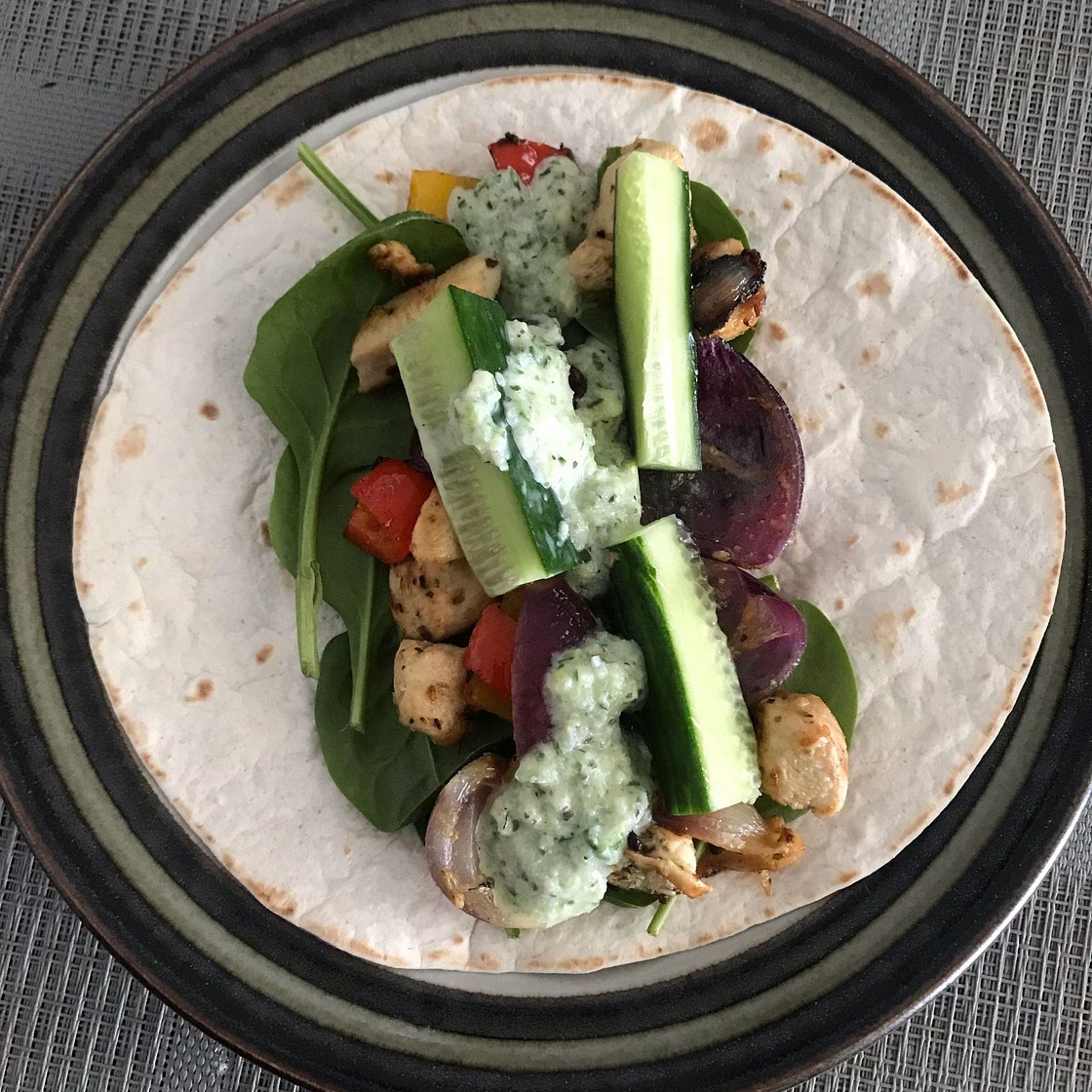 Chicken skewers with tzatziki