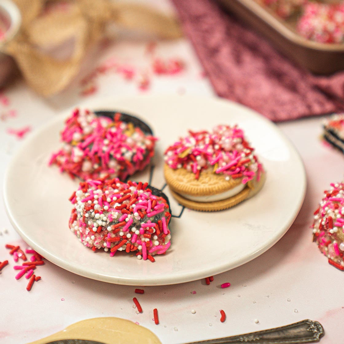Valentines Day Oreo Treats/chocolate dipped Oreos/ vegan valentines day Oreo Cookies