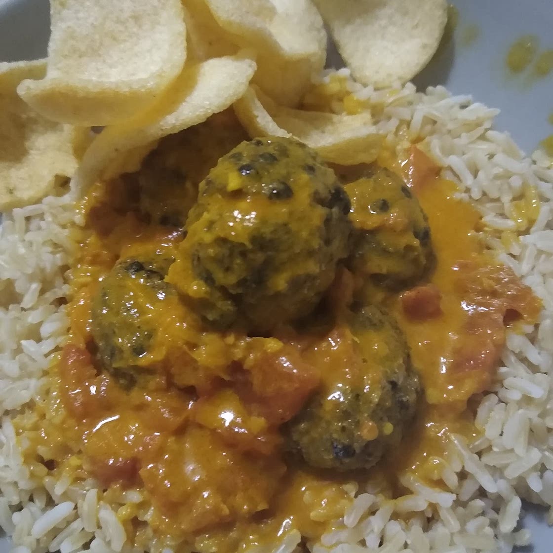 Vegan Lentil Meatballs with Indian Coconut Curry Sauce
