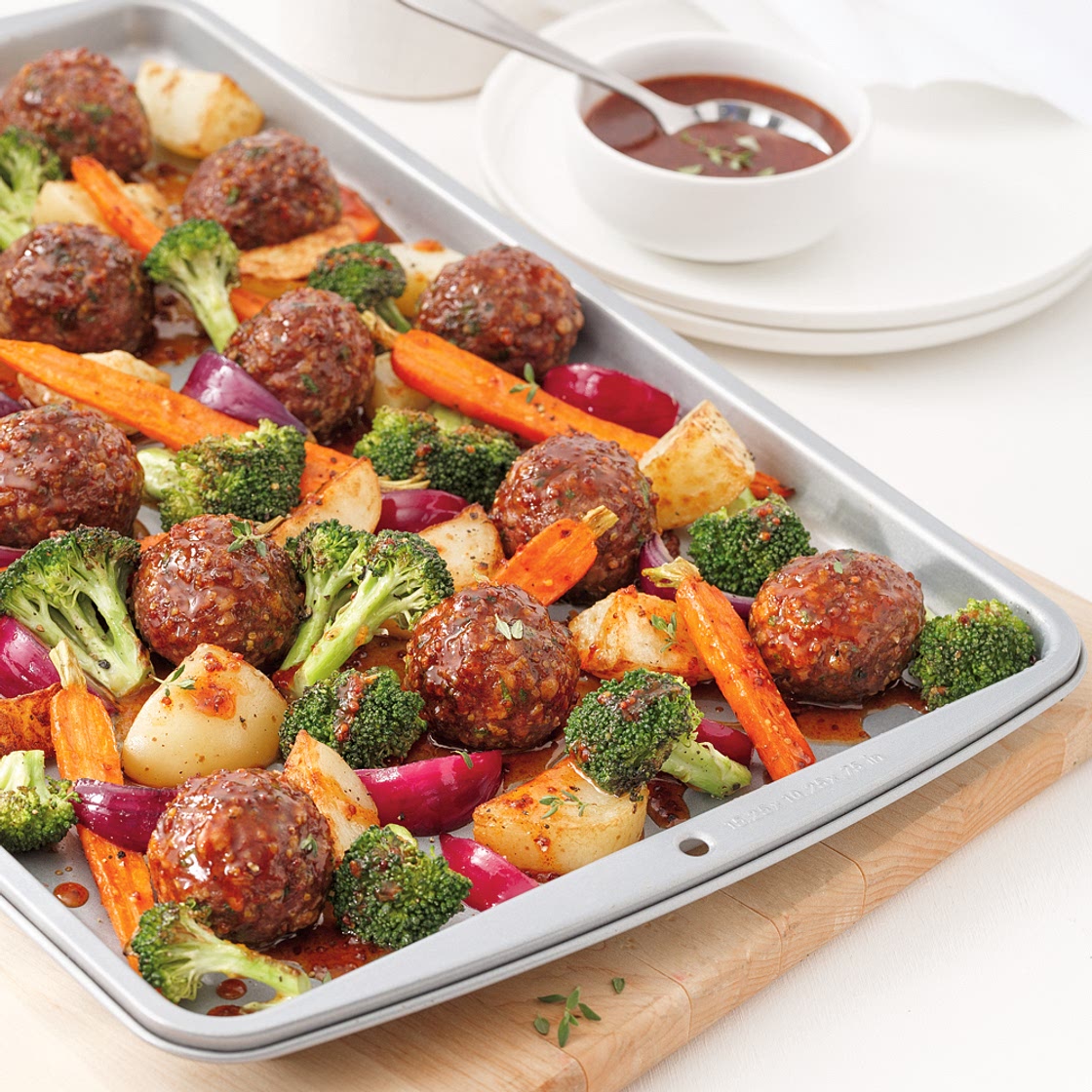 Boulettes moutarde et miel sur la plaque