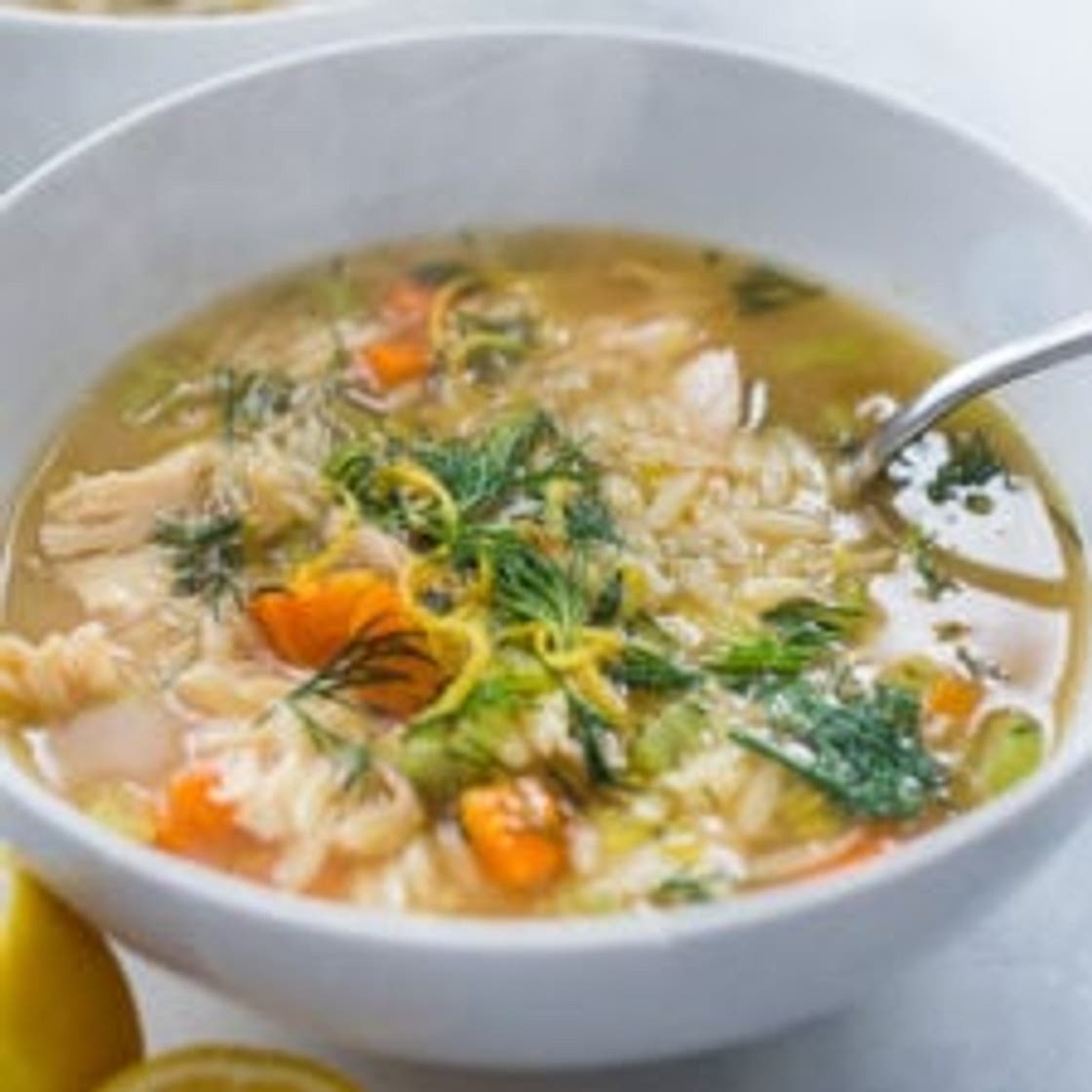 Lemony Chicken Orzo Soup with Dill