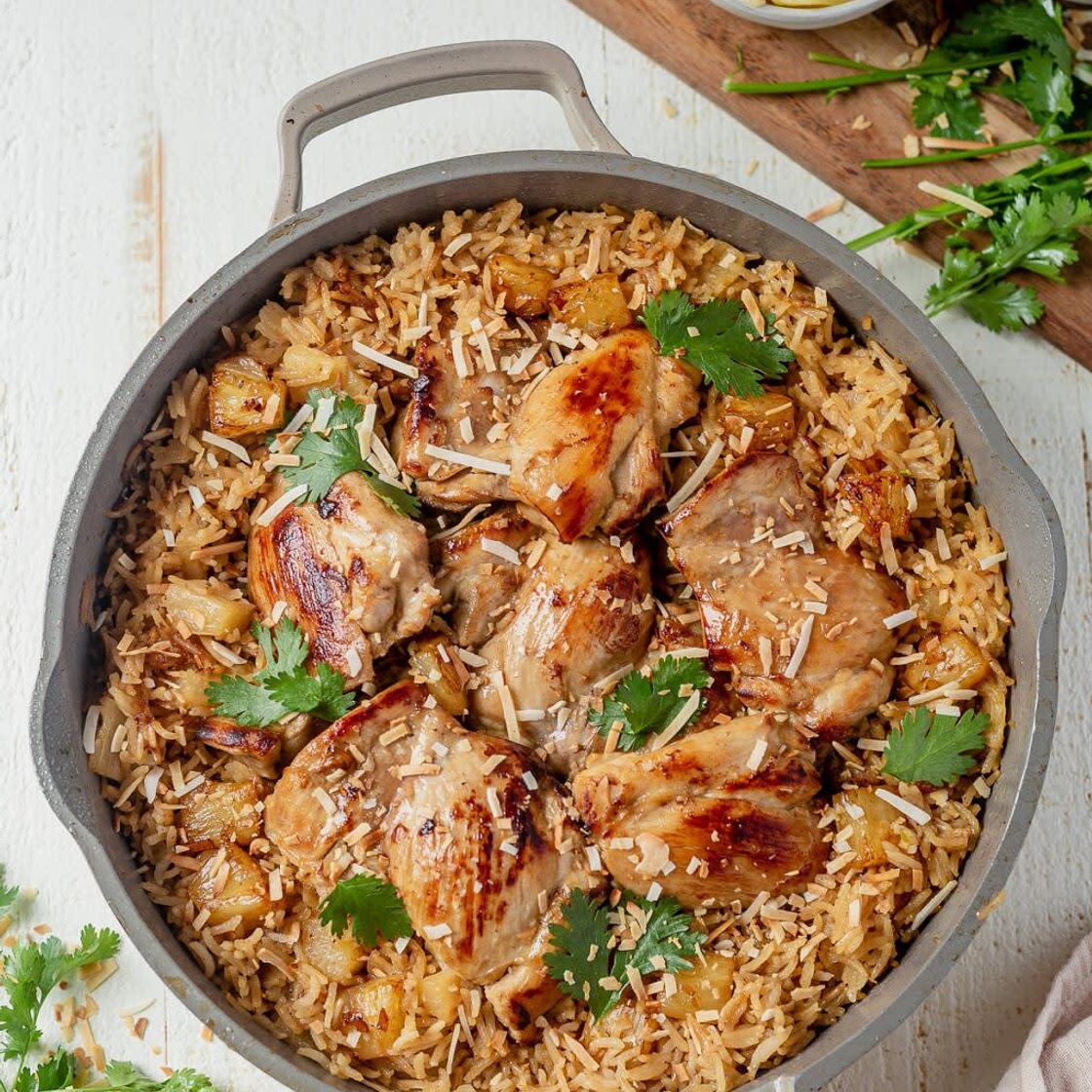 One Pot Hawaiian Chicken with Coconut Rice