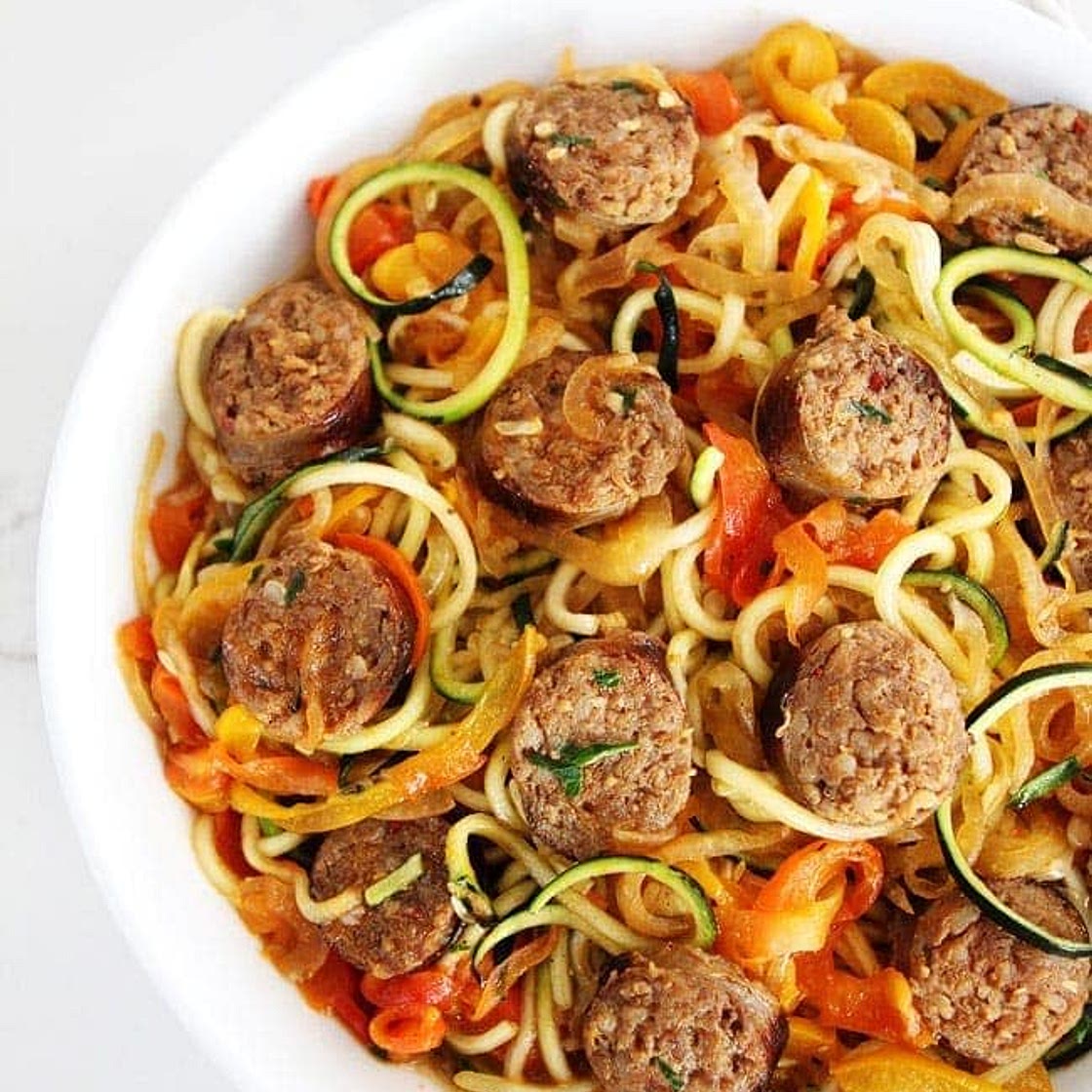 Sausage and Peppers with Zucchini Noodles