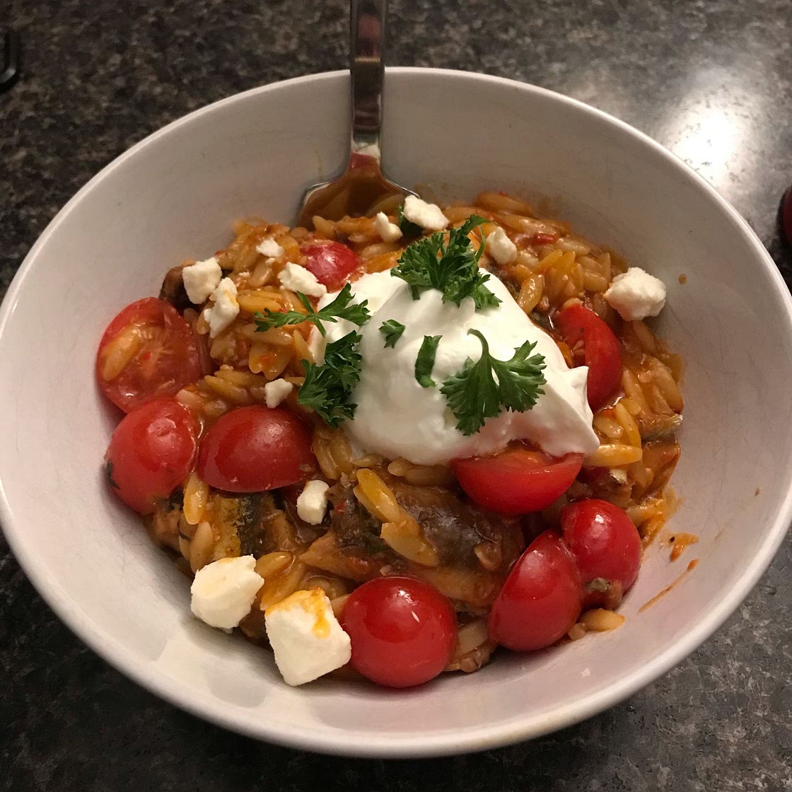One-Pan Shrimp and Pearl Couscous With Harissa
