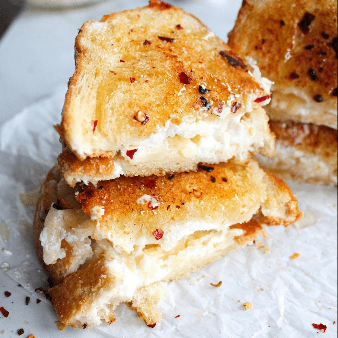 Goat Cheese Grilled Cheese with Honey and Red Pepper Flakes