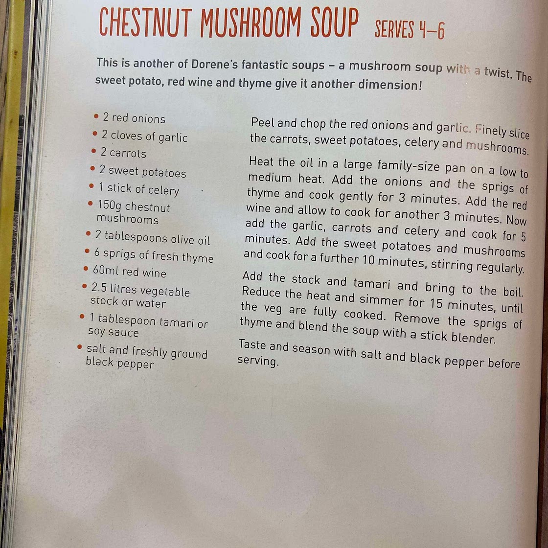 SWEET POTATO AND CHESTNUT MUSHROOM SOUP