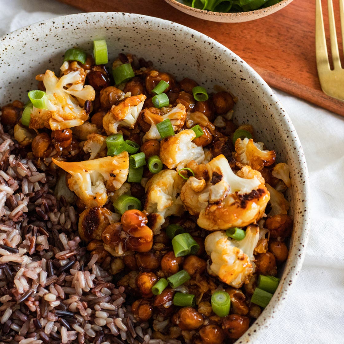 Hot Honey Sticky Cauliflower and Chickpeas