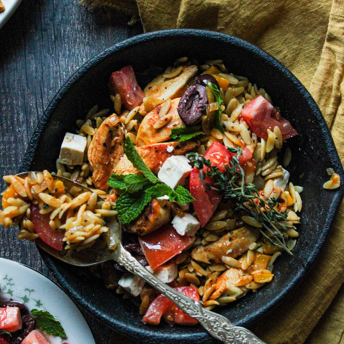 Harissa Chicken Orzo Pasta