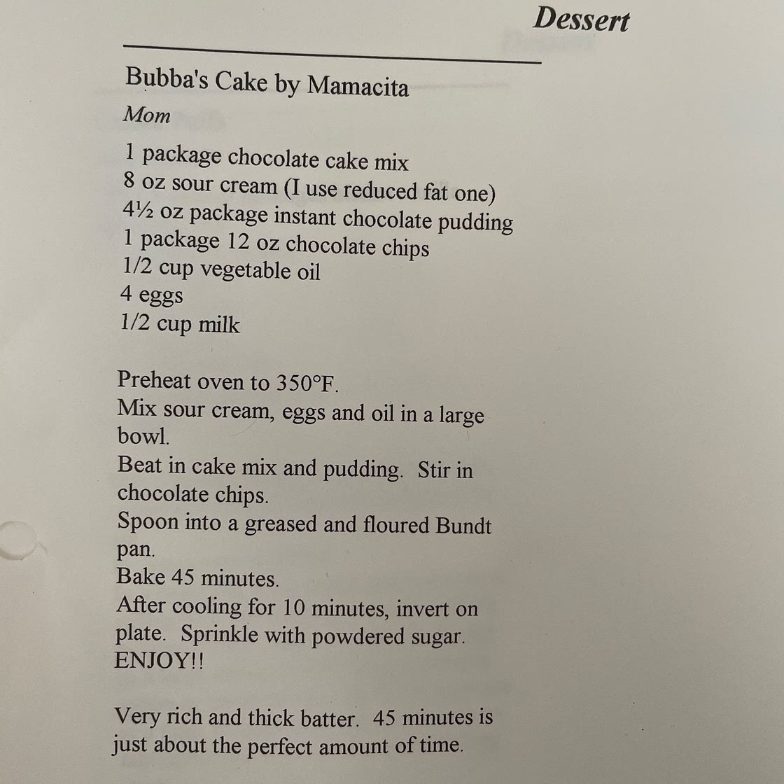 Bubbas cake 