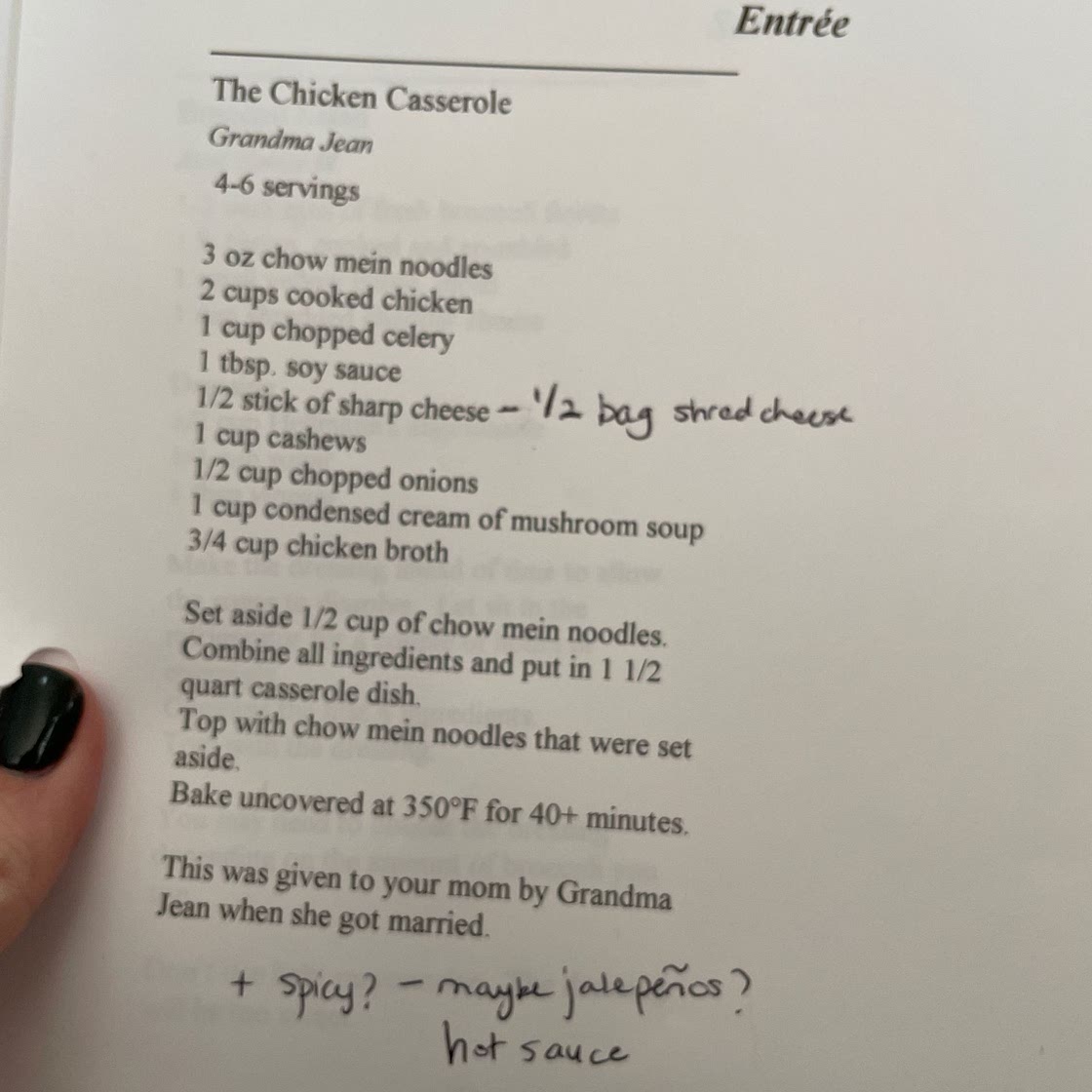Gma Jean chicken casserole 