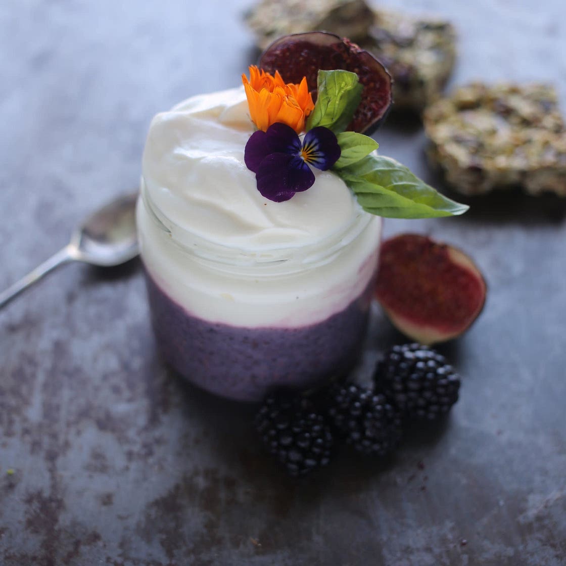 Blackberry, Basil & Coconut Chia Pudding
