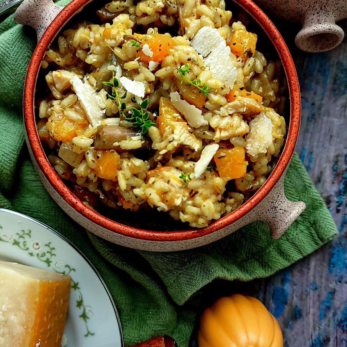 Rosemary Chicken & Pumpkin Champagne Risotto