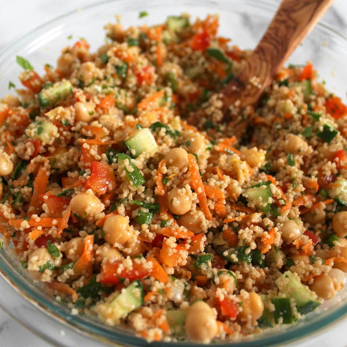 Vegan Mediterranean Salad with Couscous and Chickpeas