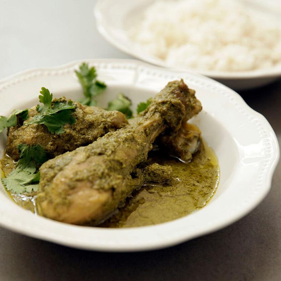 Mallika Basu's green chicken curry