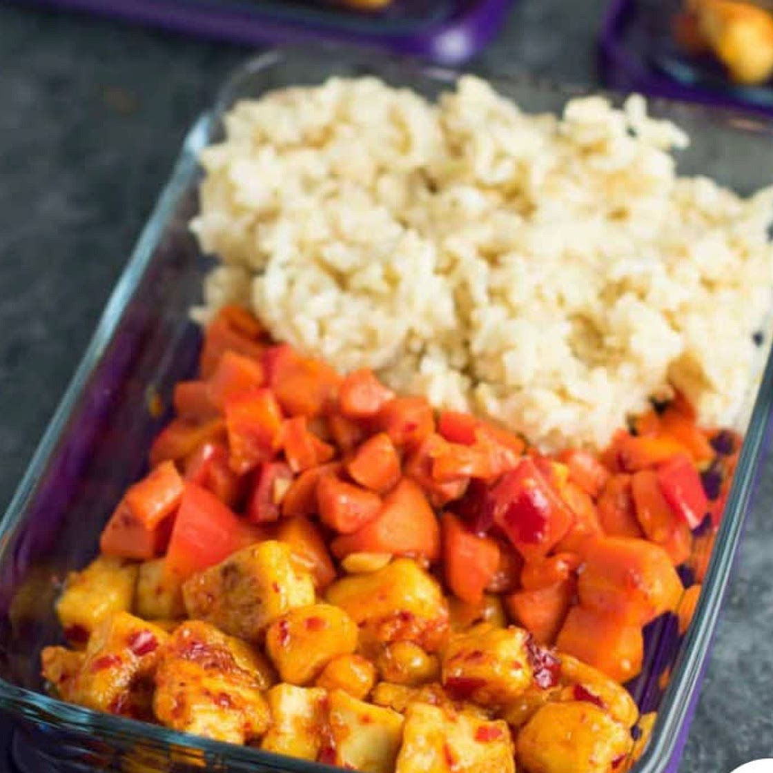 Sweet chilli tofu bowl