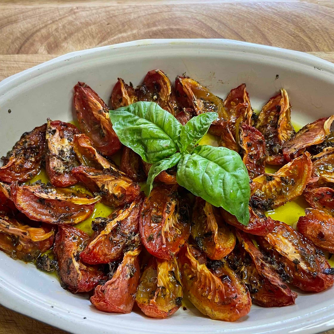 Oven Roasted  Garlic Herb Tomatoes 
