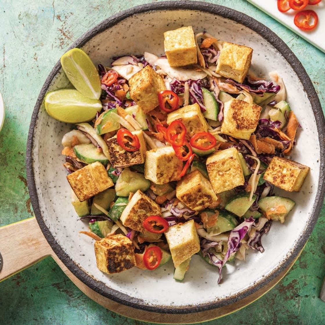 Peanut tofu salad