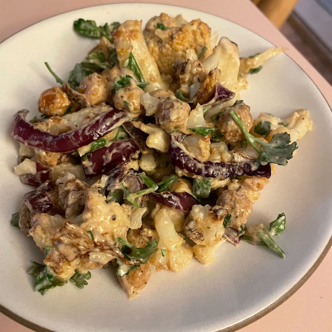 Roasted Cauliflower Salad with Lemon Tahini Dressing