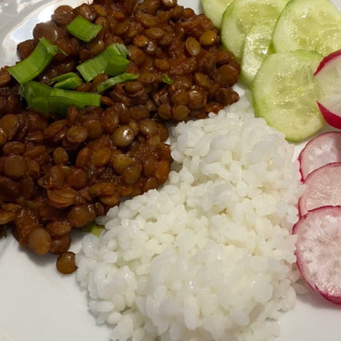 Lentil curry and rice