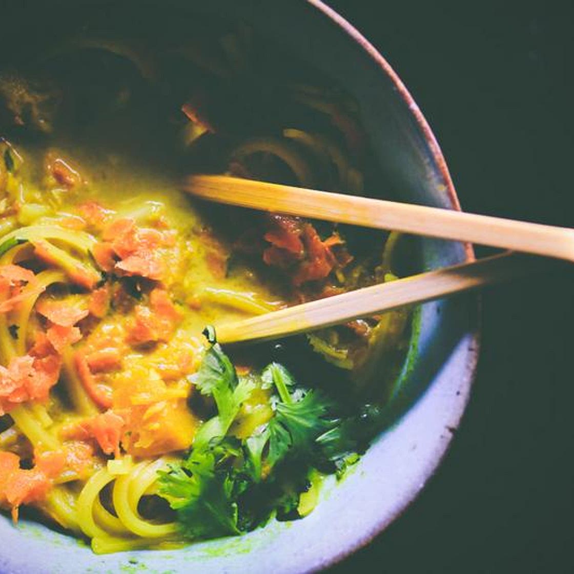 Butternut Squash Coconut Curry Rice Noodle Soup