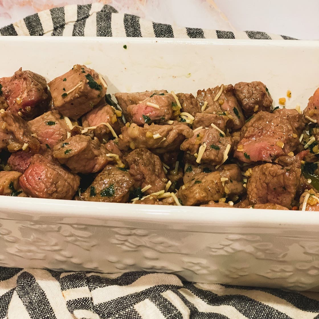Air Fryer Garlic Parmesan Steak Tips