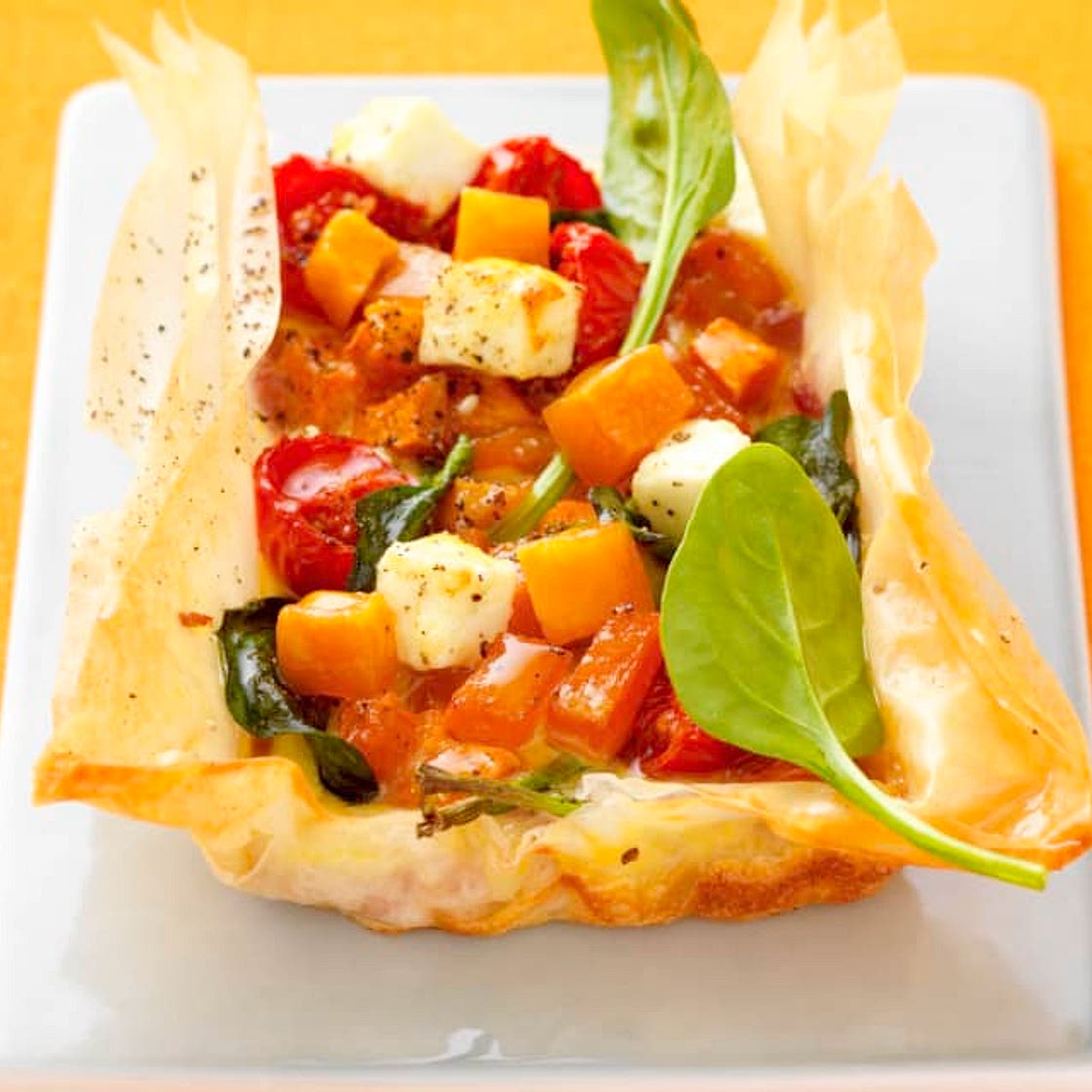 Pumpkin, Feta and Caramelised Onion Tart