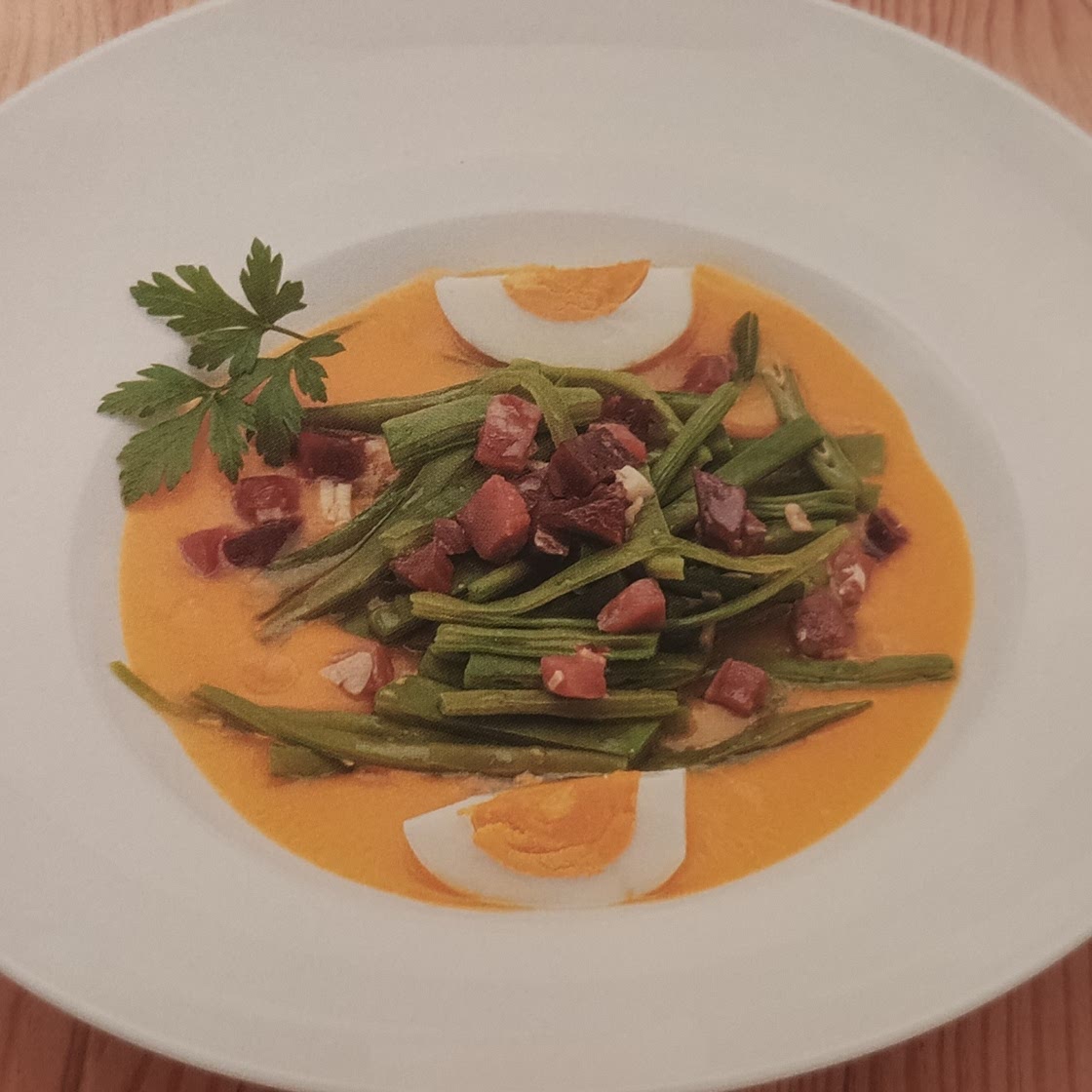 Judías verdes con puré de zanahorias