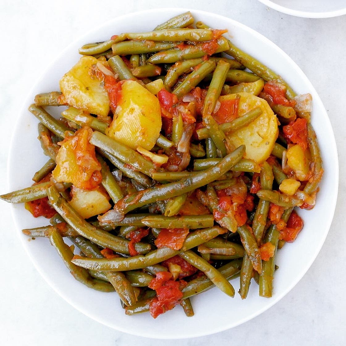 Greek Green Beans-Fasolakia Lathera