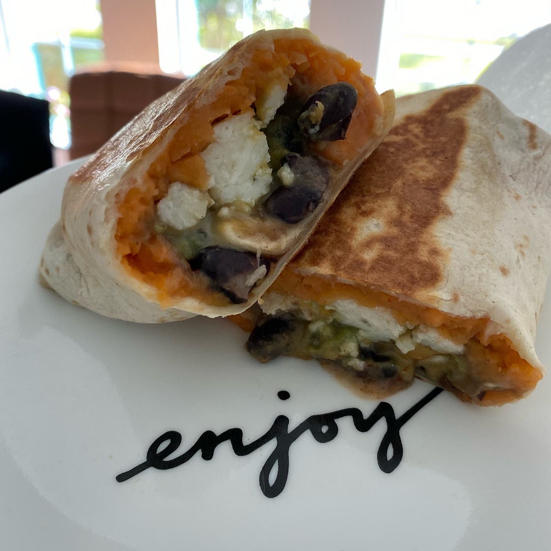 Sweet Potato, Black Bean & Egg White Breakfast Burritos