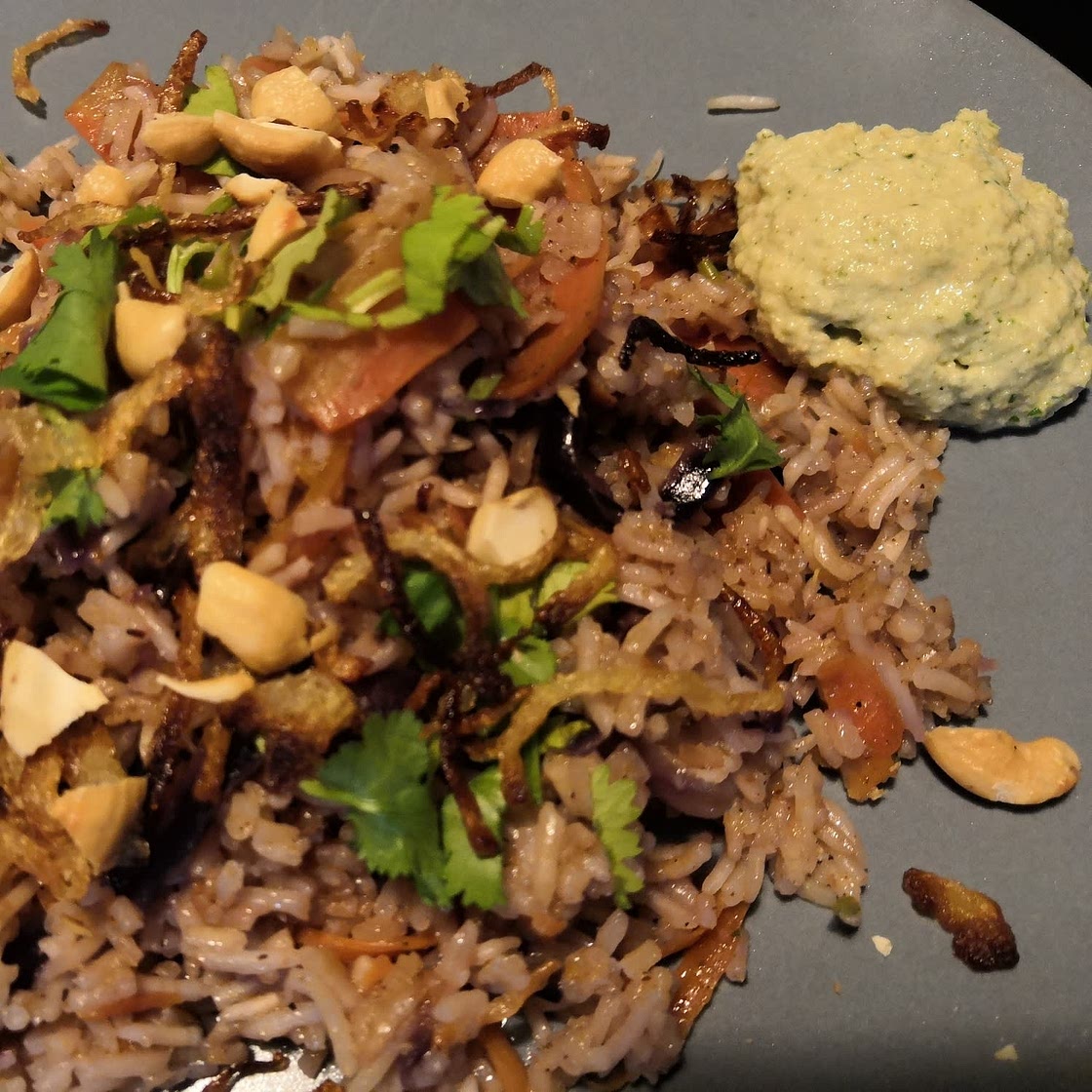 Carrot pilaf with coriander chutney