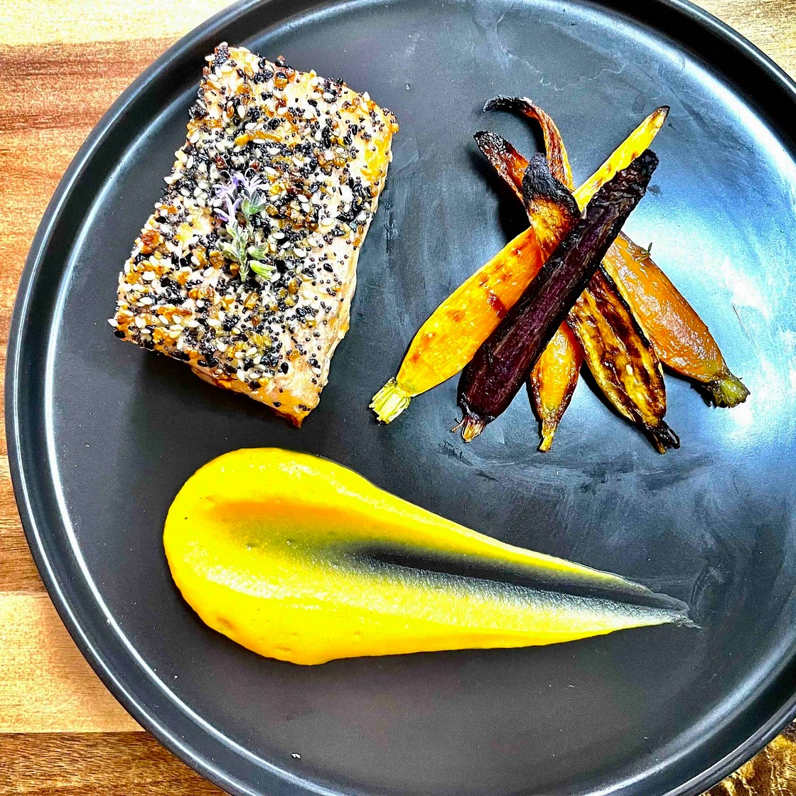 Salmon with Roasted Butternut Squash Purée 