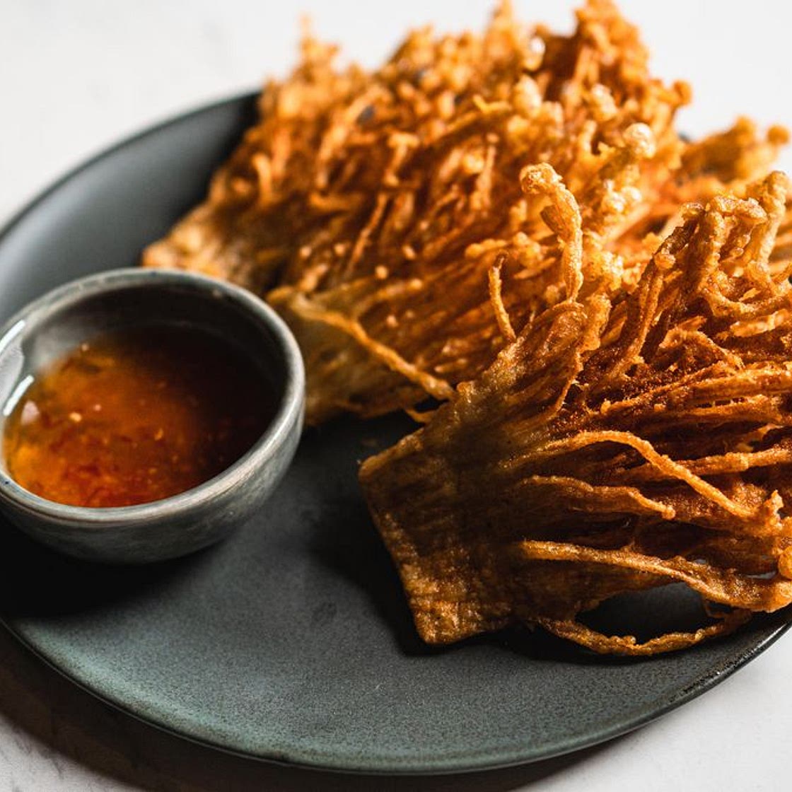 Fried Enoki Mushrooms