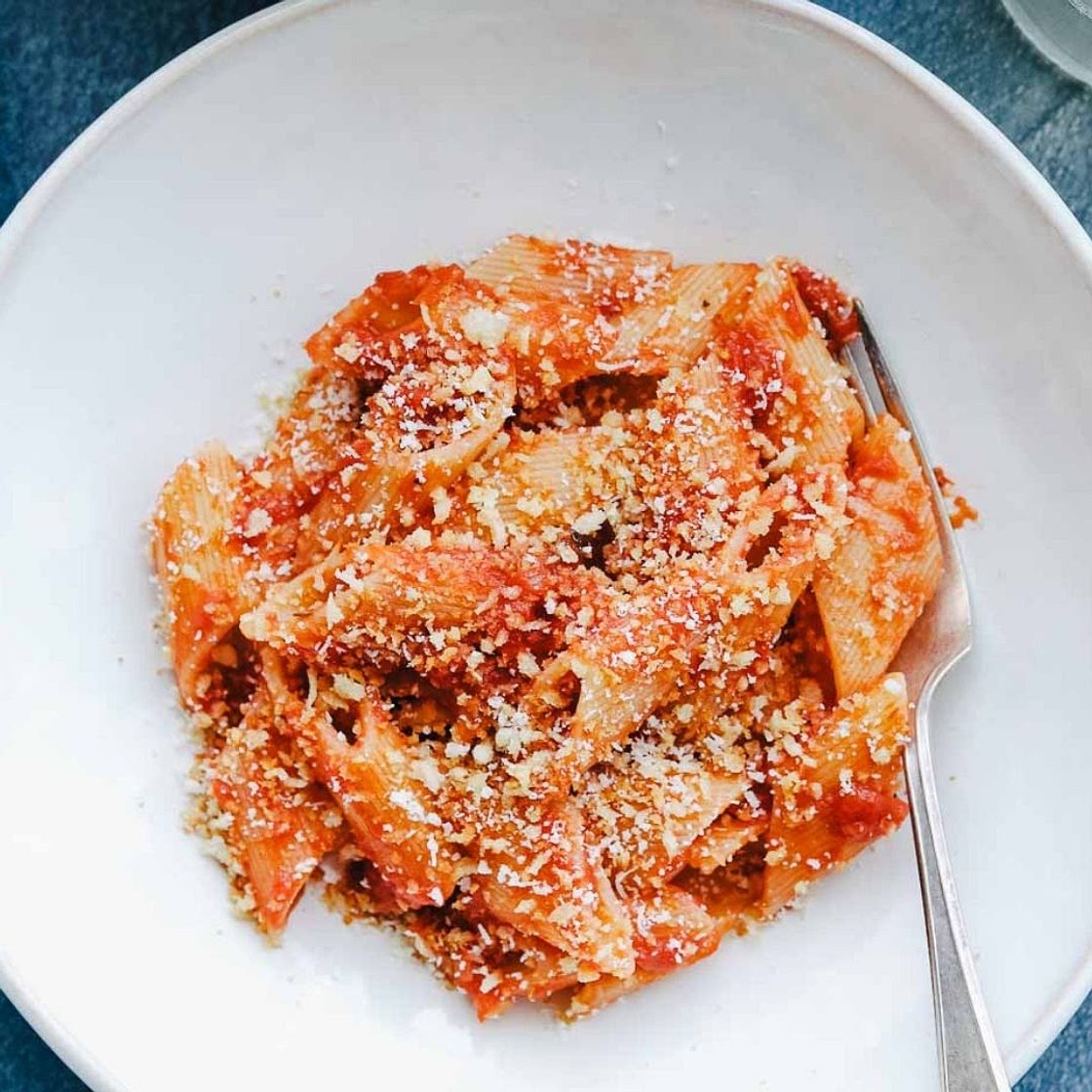Tomato Butter Sauce Pasta with Garlic Breadcrumbs